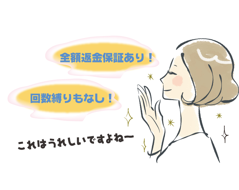 カナデルは定期回数縛り無し、かつ返金保証有り!